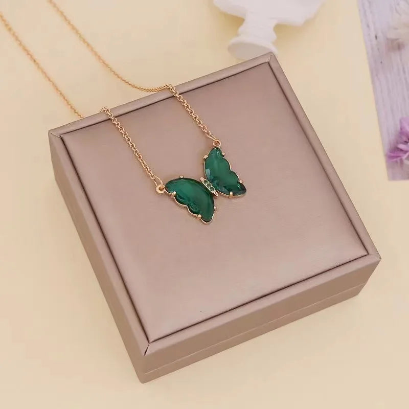 Luxury Crystal Butterfly Necklace – Elegant Romantic Jewelry for Women