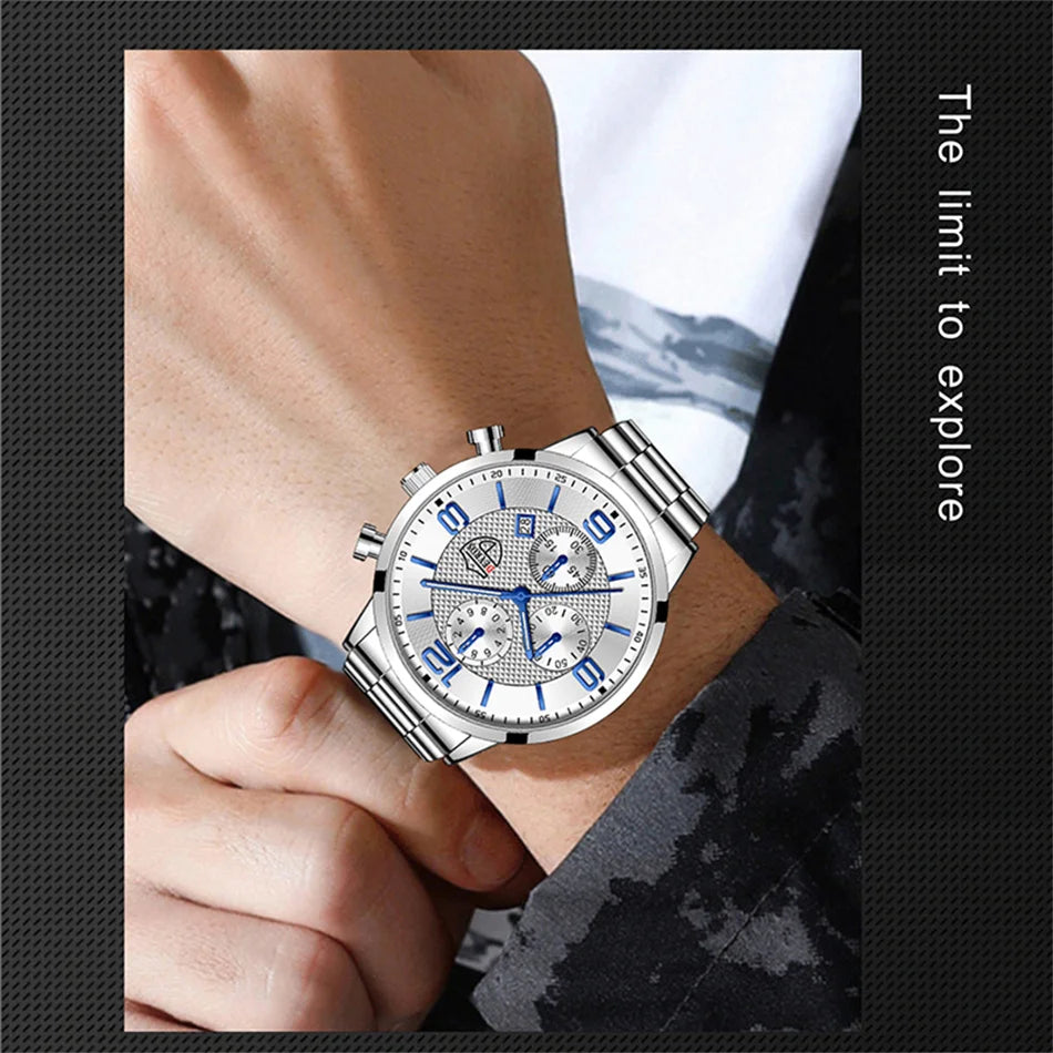 Luxury Stainless Steel Quartz Watch – Men’s Business Style