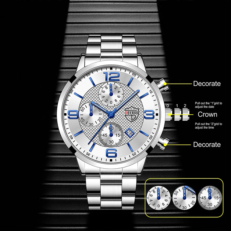 Luxury Stainless Steel Quartz Watch – Men’s Business Style
