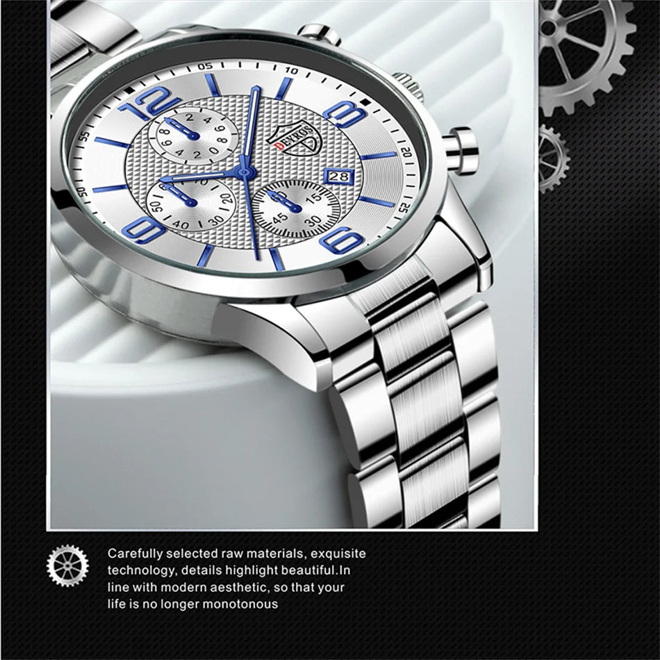 Luxury Stainless Steel Quartz Watch – Men’s Business Style