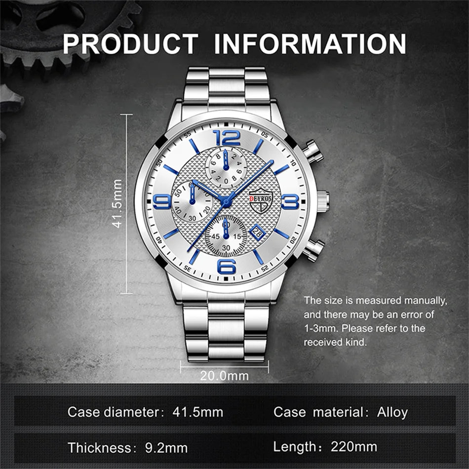 Luxury Stainless Steel Quartz Watch – Men’s Business Style