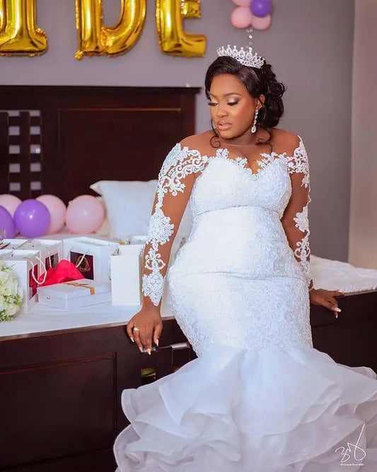 Luxury Plus Size Mermaid Wedding Gown – Custom Made Bridal Dress | Stylist Frantz