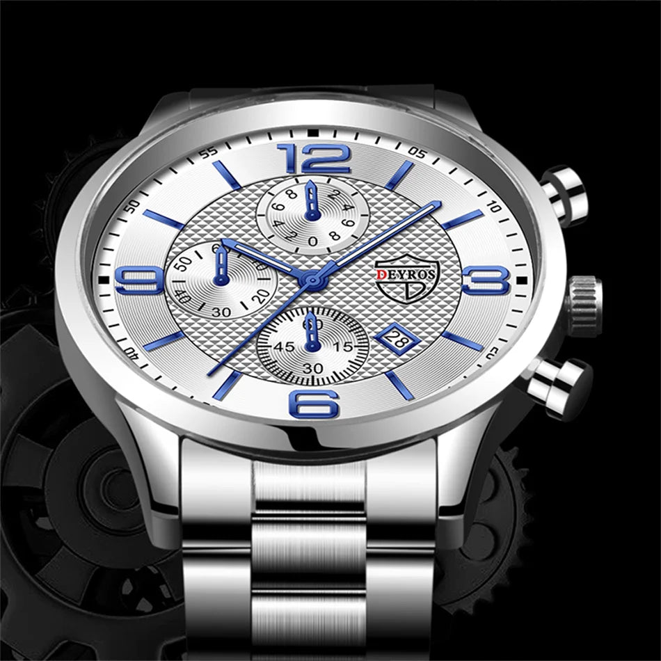 Luxury Stainless Steel Quartz Watch – Men’s Business Style
