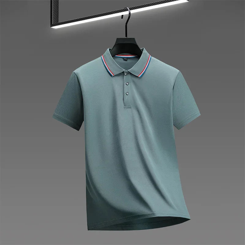2025 New Men's Casual Solid Color Short Sleeved Polo Shirt Summer Fashionable and Comfortable Versatile Top