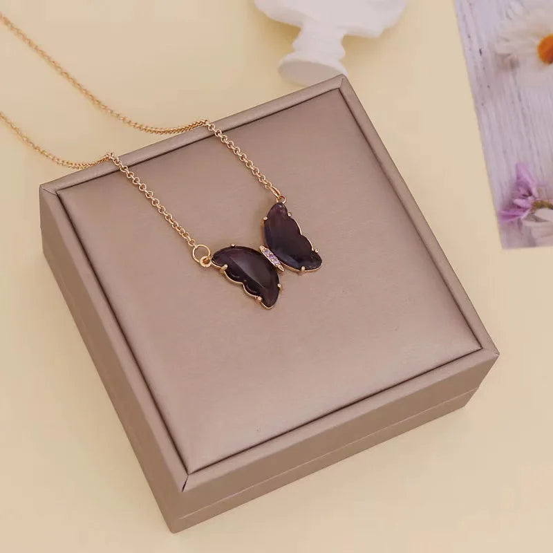 Luxury Crystal Butterfly Necklace – Elegant Romantic Jewelry for Women