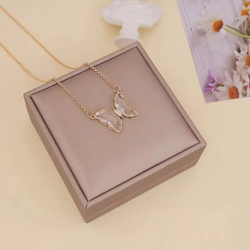 Luxury Crystal Butterfly Necklace – Elegant Romantic Jewelry for Women