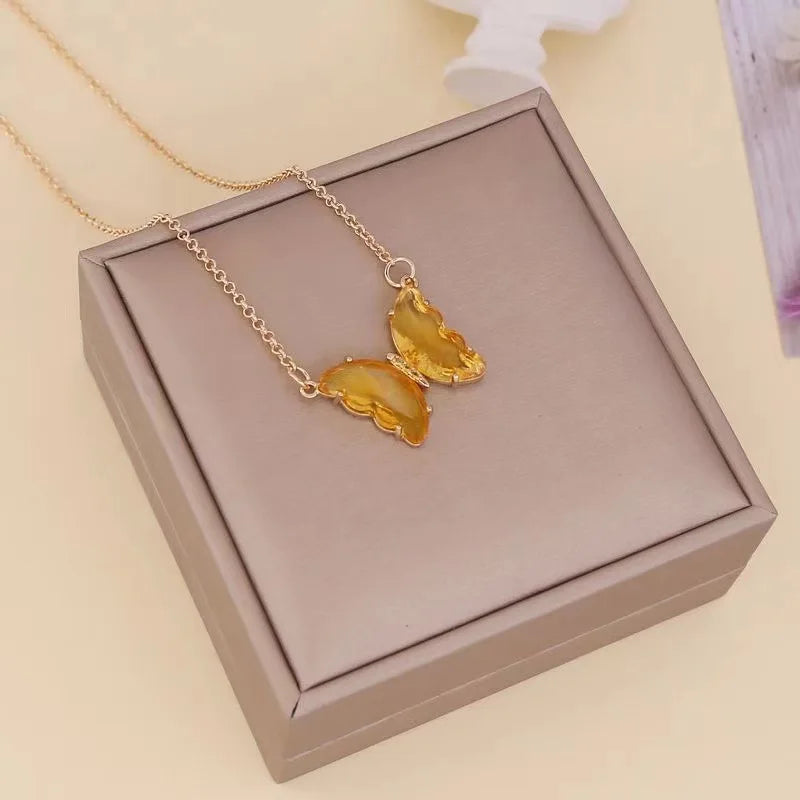 Luxury Crystal Butterfly Necklace – Elegant Romantic Jewelry for Women