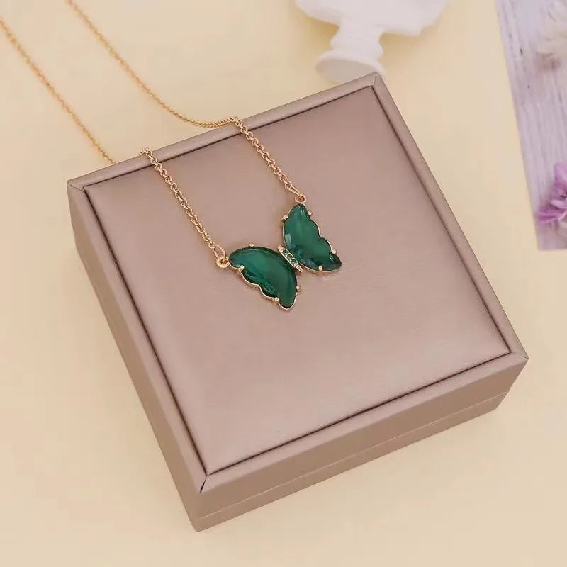 Luxury Crystal Butterfly Necklace – Elegant Romantic Jewelry for Women