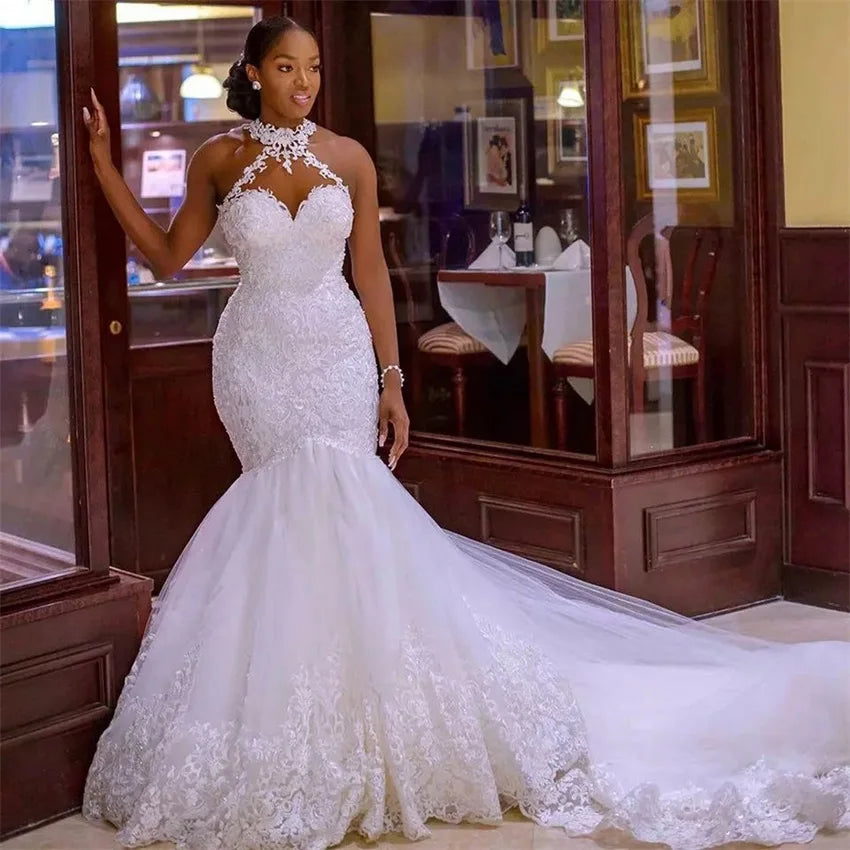 Custom Luxury Bridal Gown – Elegant Mermaid Lace Wedding Dress