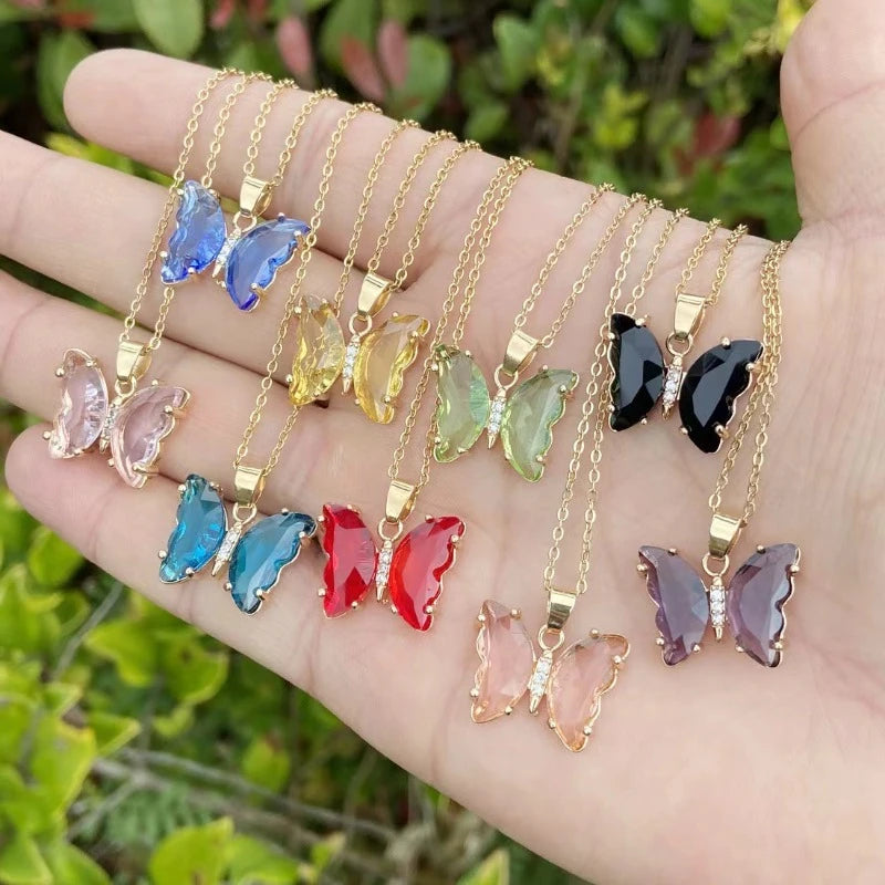 Luxury Crystal Butterfly Necklace – Elegant Romantic Jewelry for Women