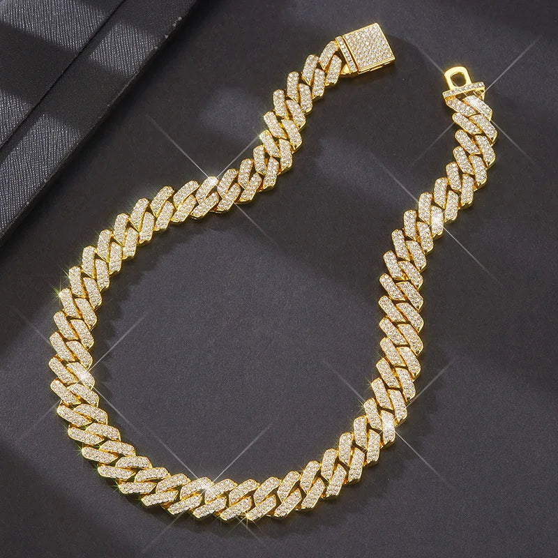 Iced-Out Cuban Chain Luxury Set – Watch, Necklace & Bracelet (3PCS)
