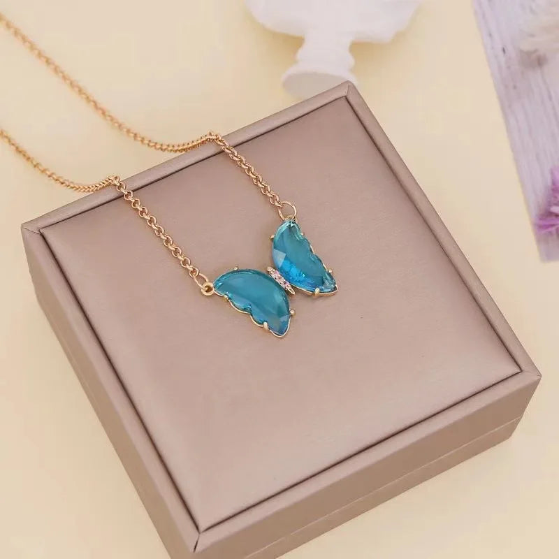 Luxury Crystal Butterfly Necklace – Elegant Romantic Jewelry for Women