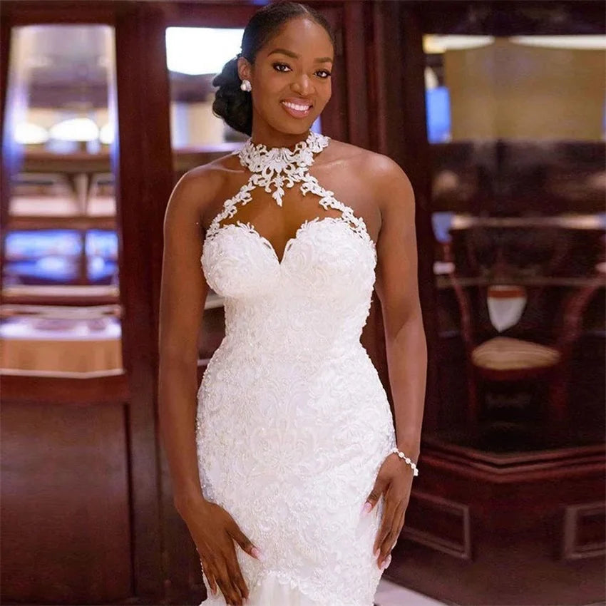 Custom Luxury Bridal Gown – Elegant Mermaid Lace Wedding Dress