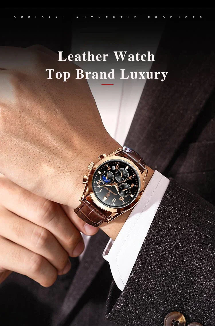 Men’s Premium Stainless Steel Watch – Waterproof Luminous Quartz Timepiece