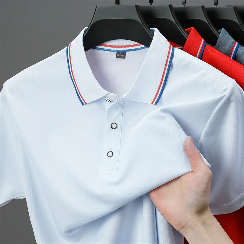2025 New Men's Casual Solid Color Short Sleeved Polo Shirt Summer Fashionable and Comfortable Versatile Top