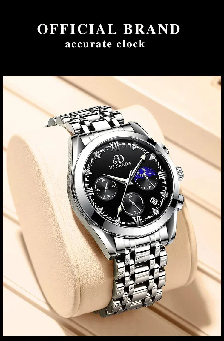 Men’s Premium Stainless Steel Watch – Waterproof Luminous Quartz Timepiece