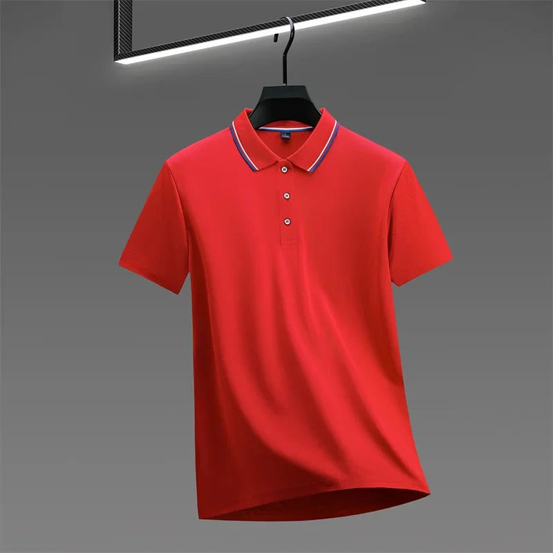2025 New Men's Casual Solid Color Short Sleeved Polo Shirt Summer Fashionable and Comfortable Versatile Top