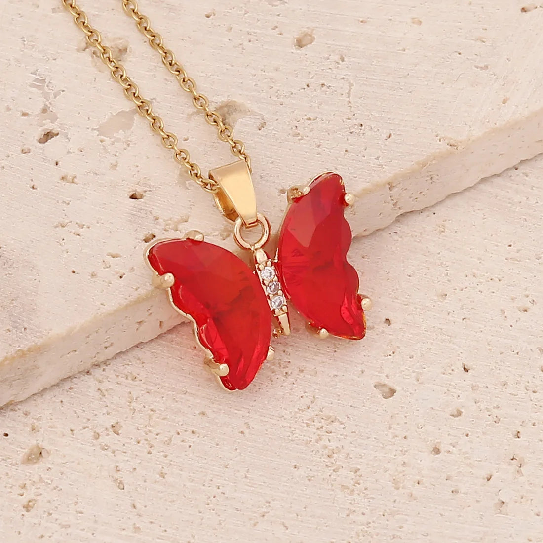 Luxury Crystal Butterfly Necklace – Elegant Romantic Jewelry for Women