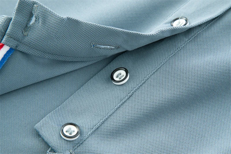 2025 New Men's Casual Solid Color Short Sleeved Polo Shirt Summer Fashionable and Comfortable Versatile Top