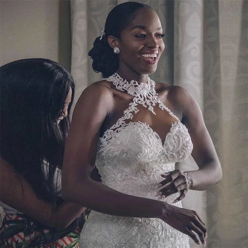 Custom Luxury Bridal Gown – Elegant Mermaid Lace Wedding Dress